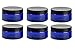 Nakpunar Cobalt Blue Plastic Jars - Set of 6 (4 oz Low Profile, Black)