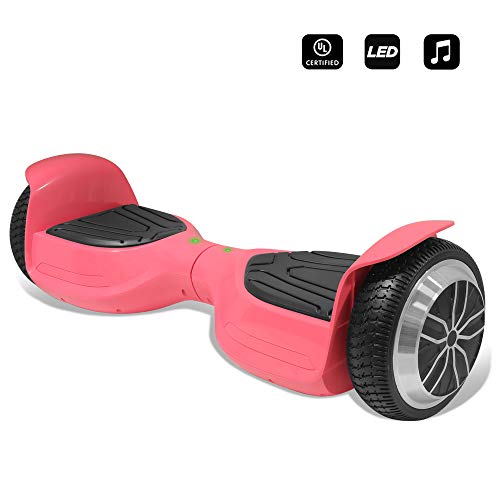 CHO 6.5" inch Wheels Electric Smart Self Balancing Scooter Hoverboard with Bluetooth Speaker LED Light - UL2272 Certified (Pink)