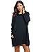 Zeagoo Women Cowl Collar Raglan Sleeve Solid Loose Pullover Hoodie Dress (Large, Navy Blue)
