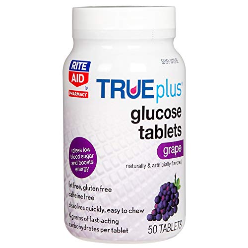 Rite Aid Glucose Tablets, Grape, 50 Count Blood Sugar Support Supplements for Diabetics