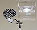 FavorOnline Italian Rosary with Black & Silver Cross and Oval Beads in Box