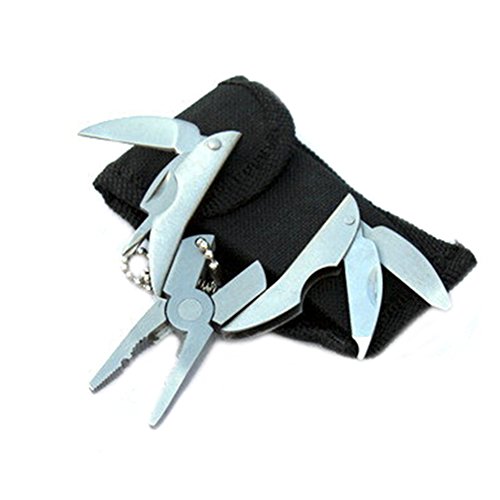 Silver Stainless Steel Multi function Tool Hammer All-in-1 Durable Pocket Knife Tool Set with Keychain Plier Screwdriver Outdoor Wilderness Survival Kit Emergencies Camping