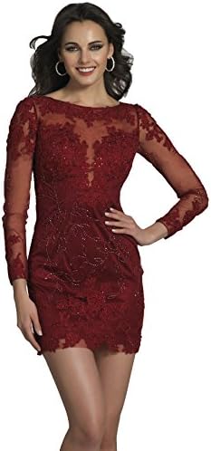 Alinafeng Women's 2017 Elegent Beads Lace Fomal Evening Dresses with Long Sleeves (8,Burgendy)