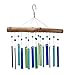 The Paragon Handcrafted Glass and Wood Wind Chime, Faux Driftwood Windchime with Colorful Glass Panel, Bright Garden Décor