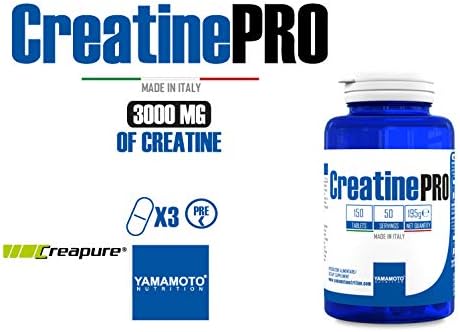 Yamamoto Nutrition Creatine PRO Creapure® - 100% Quality Creatine Monohydrate, Increases Physical Performances and Muscle Power, 3000mg per Serving, 150 Caplets
