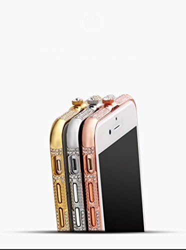 iphone 6 Case, Aluminum Metal Hard Frame, Luxury Diamond Bling Shiny Sparkling with Crystal Rhinestone for Apple iphone 6/6s (4.7”) - Retail Packaging (Gold)