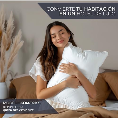 Landmark Collection Almohadas King Size Hotel de Lujo - Diseño 3D Ergonómico Paquete de 2 | Soporte Ergonómico Suave y Envolvente | 100% Algodón | Down Alternative Hipoalergénico | Oeko-Tex