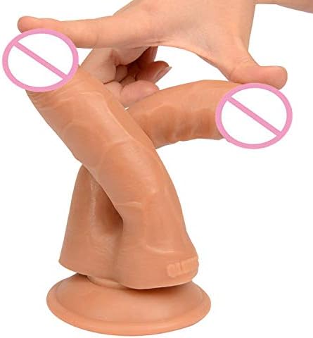 CNDWJ Shirt Double Headed Ended Penetration P-énis R-éalistic Big Anál Suction Cup D-ick Lesbian Couples Sexs-Toys for Women,Brown,4cm