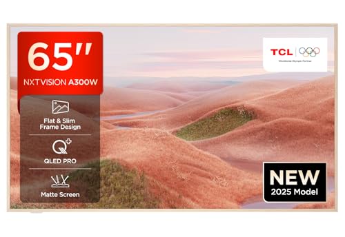 TCL NXTVISION A300W 65 Zoll QLED PRO Fernseher, 4K UHD Art TV, Magnetisches Rahmendesign, „Ai”Art Kunstgalerie, Mattes Display, Google Smart TV 144 Hz, Dolby Vision IQ & Atmos