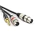 tisino 2 XLR Stereo to 1/4 TRS Y-Splitter Cable, Dual XLR Female to Quarter inch Headphone Jack Stereo Breakout Cable - 5ft / 1.5m