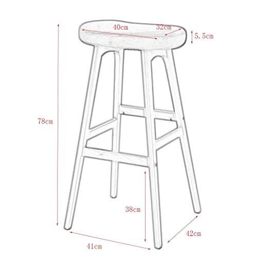 LYP Barhocker Barstuhl Massivholz Bar Chair -European Style Creative Home Bar Massivholz Stuhl Außen Rezeption Hoher… – Bild 3