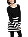 Allegra K Stripes Stretchy Pullover Spring Tunic Knit Shirt XL Black White
