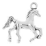 Housweety 50PCs Charm Pendants Horse Silver Tone 22mm x22mm