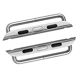 LUVVITT Stainless Steel Adapter for Apple Watch 42mm Band Connector, Adaptor, Apple Watch Buckle, Apple Watch Clasp, Comparable to Click - 42mm Silver