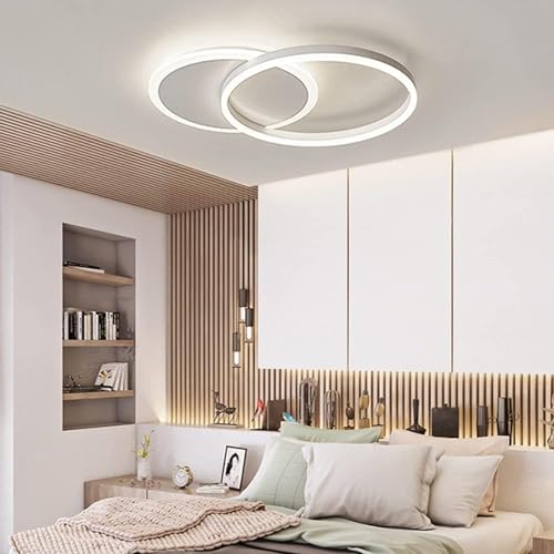 Moonm LED Ceiling Light 36 W, Dimmable LED Ceiling Light 3000 K-6000 K | bedroom chandelier with remote control, modern ceiling chandelier, aluminium, living room with two circles, ceiling lights