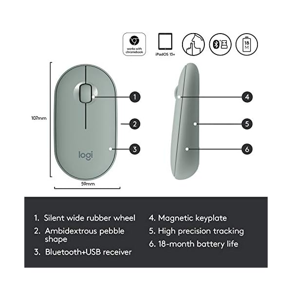Logitech-Pebble-Wireless-Mouse-Bluetooth-Or-24-GHz-with-USB-Mini-Receiver-Silent-Slim-Computer-Mouse-with-Quiet-Click-for-LaptopNotebookPCMac-Eucalyptus Logitech Pebble Wireless Mouse with Bluetooth or 2.4 GHz Receiver, Silent, Slim Computer Mouse with Quiet Clicks, for…
