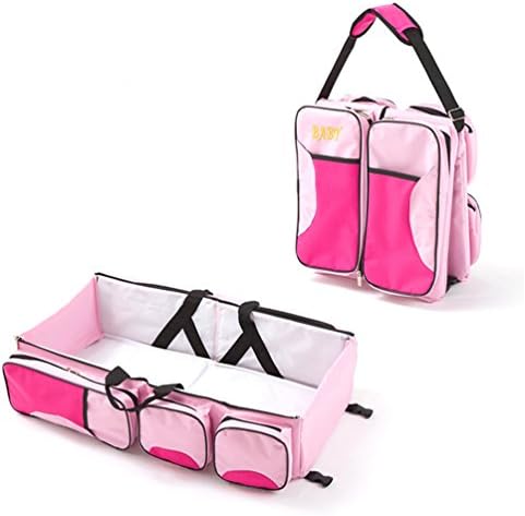 Mummy bag fashion multi-functional large-capacity maternal and child baby handbag backpack portable mother bag Travel Crib (gray)