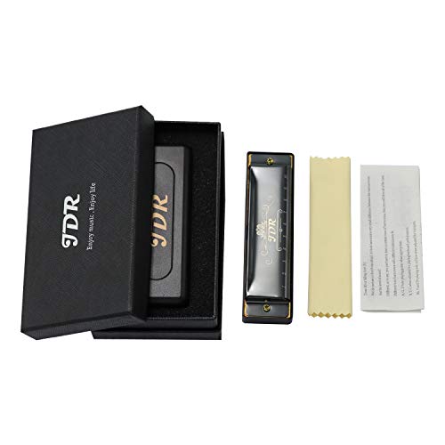 JDR Harmonica, Key of C 10 Holes 20 Tones Blues Harmonica Perfect Gift for Beginners, Professional, Students, Kid
