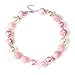 Bouren Pink Rose Chunky Bubblegum Bead Necklace for Girls