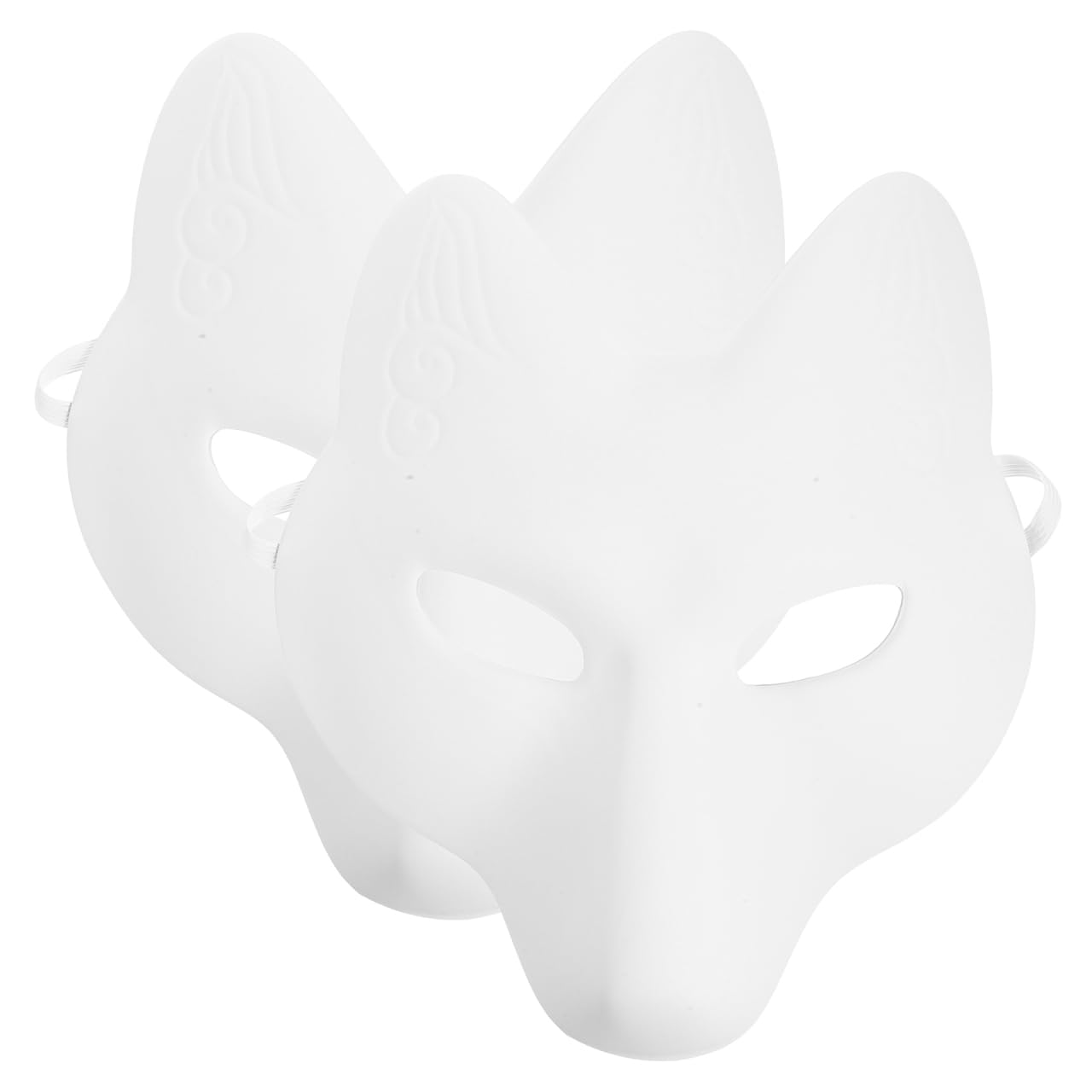 jojofuny White Fox Mask 2Pcs Pu Half Face Diy Animal Mask for Halloween Party Cosplay White Fox Crafting Costume for Masquerade and Costume Events