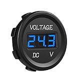 MICTUNING DC 12V LED Digital Display Voltmeter Waterproof for Boat Marine Vehicle Motorcycle Truck ATV UTV Car Camper Caravan Blue Digital Round Panel