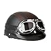 Docooler® Leather Motorcycle Goggles Vintage Garman Style Half Helmets Motorcycle Biker Cruiser Scooter Touring Helmet