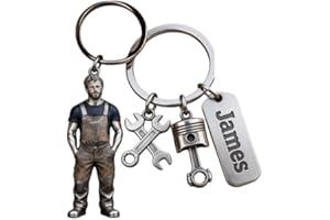I Am The Warranty - Personalized Mechanic Keychain With Charms Funny Mechanic Husband Dad Custom Name Tool Shop Garage Access
