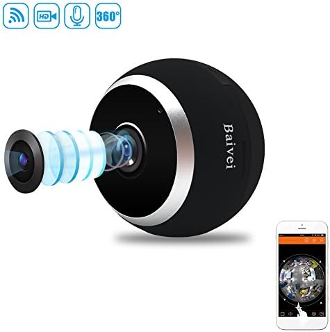 Baivei 960P IP Wireless WIFI Panoramic Fisheye Lens Camera 360 Degrees For Home Security System Pet Monitor&Baby Camera,Two Way Audio,Motion Detection,Night Vision(Black)
