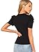 Romwe Women's Elegant Pearl Embellished Puff Short Sleeve Blouse Tops