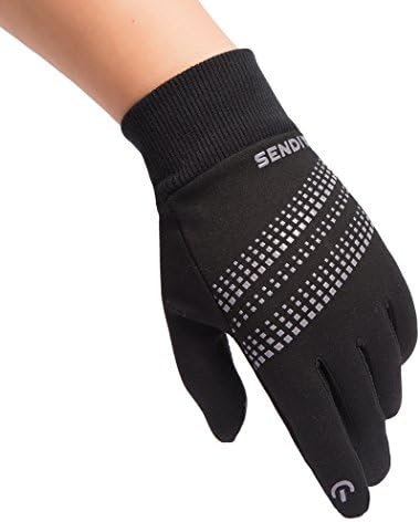 Men Winter Warm Gloves Womens Touch Screen Gloves Anti-slip Sports Gloves Driving Cycling Gloves (Black, M)