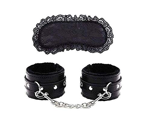 image for LYD Soft Fur Leather Handcuffs Adjustable for Women Men (YYY-09) (Blac