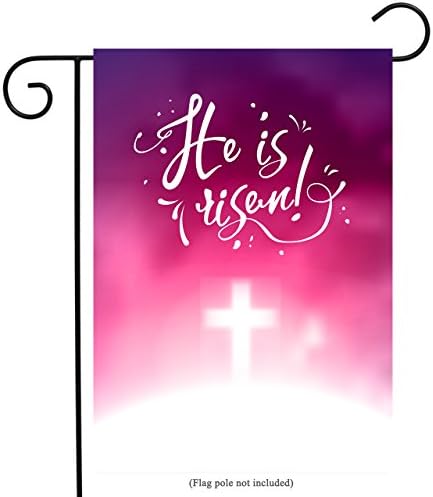 He Is Risen Easter Garden Flag Cross Religious Polyester Yard Flag Decorations Yard Garden Home Decor 12" x 18"