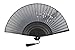 TANG DYNASTY(TM) High Quality High Quality Japanese Silk Handheld Fan Hand Fan Black with Flower Jhf-006