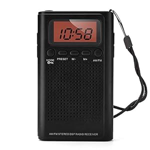 Image of Horologe AM FM Pocket Radio, Portable Alarm Clock Radio with Time, Alarm, Radio, Digital Display,Stereo Mode and Including Battery