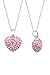 Authentic stud earrings .925 Sterling Silver Pink Crystal Heart Shape Pendant Necklace,18