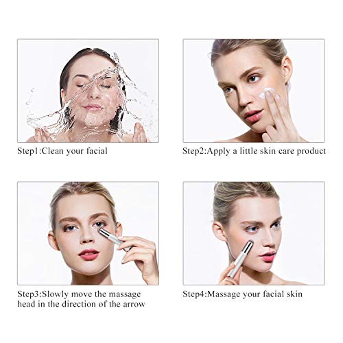 Eye Massager Wand with 42℃ Heat, LANDWIND Anti-aging Anti-wrinkle Galvanic Wand, Facial Eye Massager with Anions vibration for Remove Dark Circles and Puffiness (Rechargeable USB)
