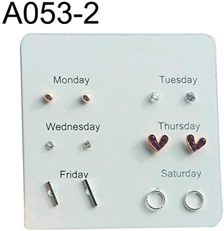 Earings,6 Pairs Women Fashion Heart Bow Feather Stud Earrings Jewelry Valentine Day Gift