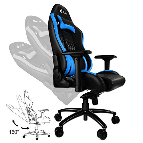 KLIM-Esports-Sedia-da-Gaming-di-Alta-qualit-Nuova-Finiture-di-Precisione-Regolabile-Cuscini-Blu-Nuova-2019-Versione