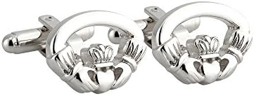 Oval Claddagh Cufflinks Rhodium Plated Irish Made in Gift Box