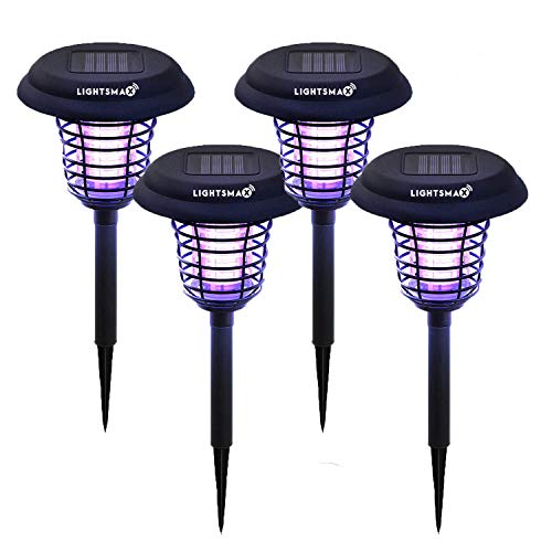 LIGHTSMAX Solar Powered Light, Mosquito and Insect Bug Zapper-LED/UV Radiation Outdoor Stake Landscape Fixture for Gardens, Pathways, and Patios (4)