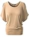 TWINTH Womens Cut Out Off Shoulder Short Sleeve Dolman Drape Loose Fit Tunic Top Plus Size