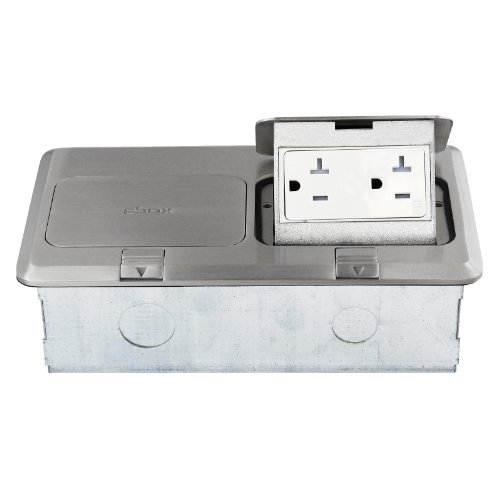 Enerlites 662301-S Floor Box Dual Pop-Up Assembly Kit by Electrical Outlet Receptacle, 2 Gang Junction Case