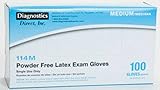 Latex Exam Gloves, Powder Free, Medium, 100/box