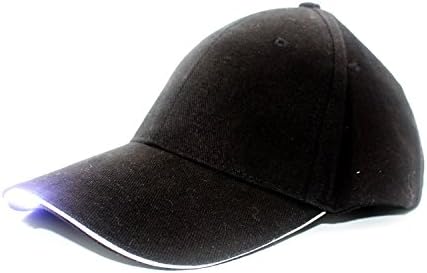 Acmee Black Baseball Cap with LED Light for Fishing or Sports at Night