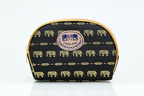 Black Elephant Pattern Half Moon Cosmetic Beauty Bag Travel Handy Organizer Pouch Makeup