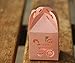 KAZIPA 50PCS Baptism Favor Boxes, 2.2''x2.2''x2.2''Laser Cut Gift Boxes with 50 Ribbons for Baby Shower Favors Baptism Decorations First Birthday Party, Pink
