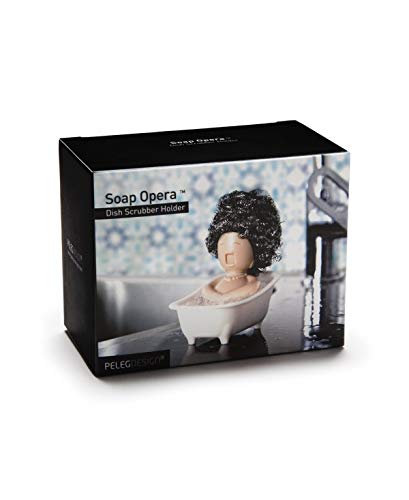 PELEG DESIGN - Soap Opera Sponge Holder for Kitchen Sink Cute & Funny Dish Scrubber Holder Kitchen Organizer- Includes 1 Metal Scrubber