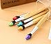 6 x Cute Novelty Ballpoint Bamboo Brush Style Shape Pens - Kids Party Pen - Unique Retractable Blue Ink for Writing in Notebooks and Journals - Gifts for Women Children or Men, Art Teachers too!