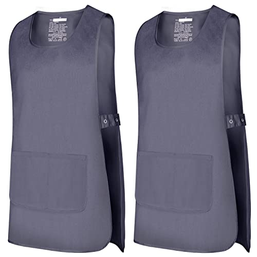 MISEMIYA - Package 2 Units - Cleaning Apron Work Uniform Clinical Medical Cleaning Veterinary Sanitary Hospitality- Ref.868 - Large, Grey