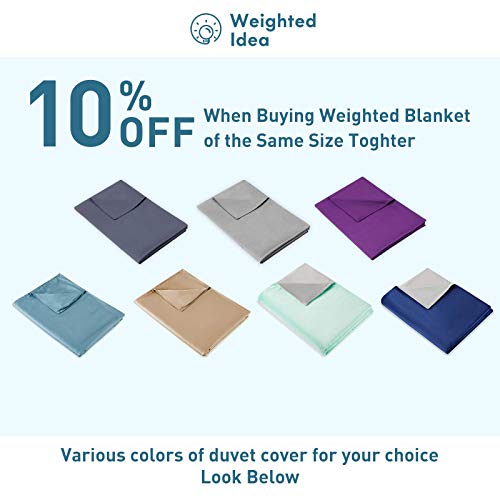 Weighted Idea Weighted Blanket with Removable Twin Cover 20 lbs for Adults 48''x78'' Grey/ Navy Blue Dot ( Weighted Blanket + A Duvet Cover)